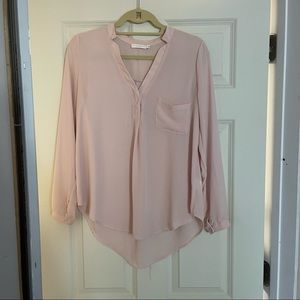 Lush Long Sleeved Blush Chiffon Top